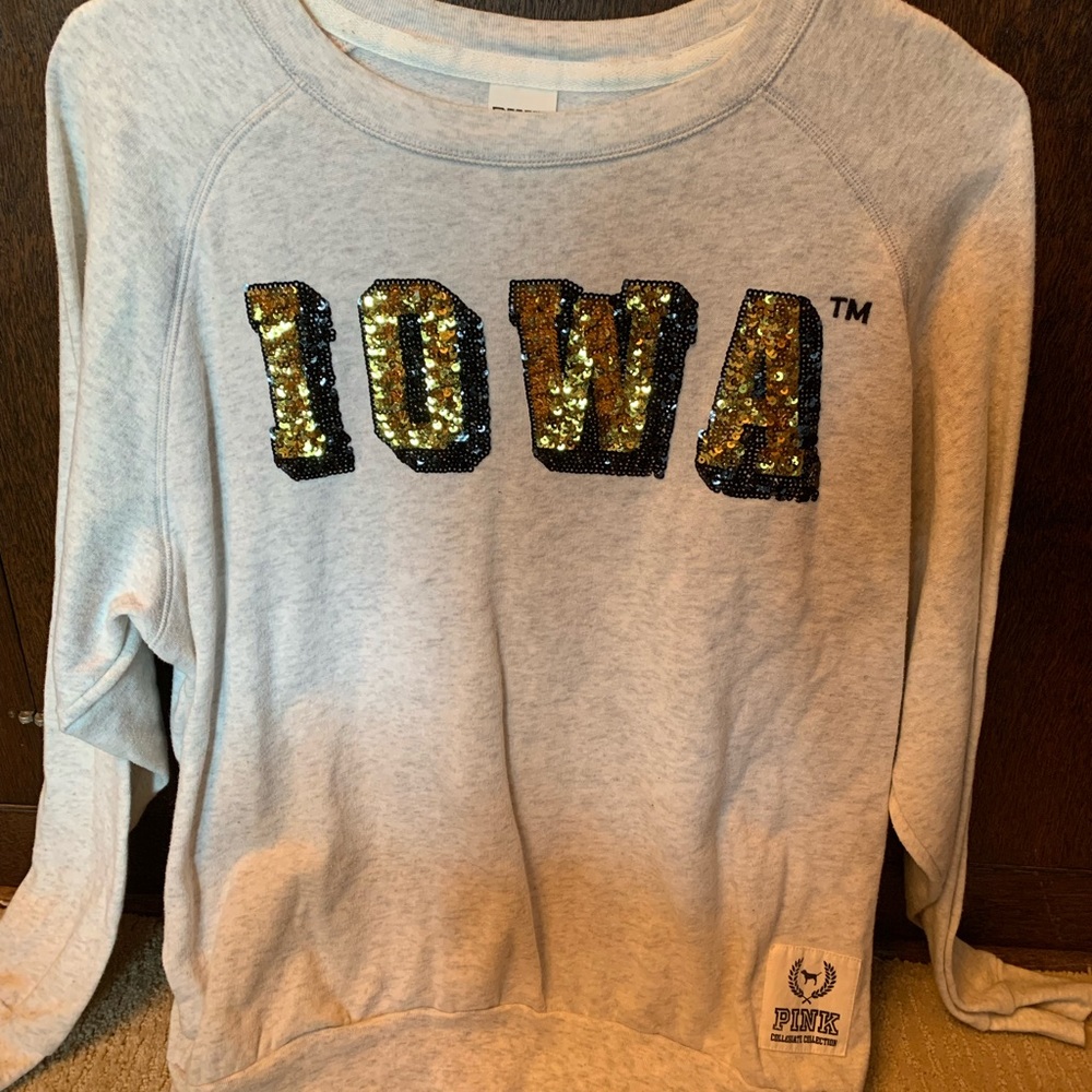 Pink sequin Iowa Hawkeye sweatshirt